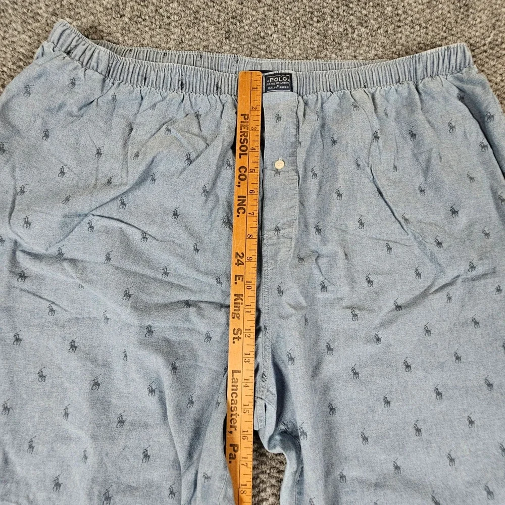 Polo Ralph Lauren Mens XL Pajama Pants Blue Cotton Chambray All Over Pony‎ Logo